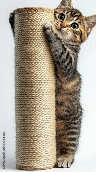 Fototapeta Cat Playing with Scratching Post