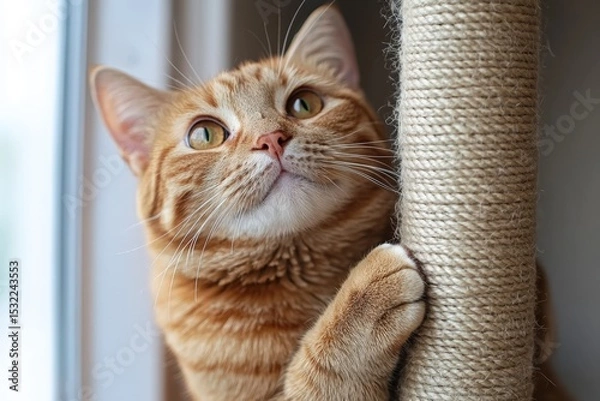 Fototapeta Cat Climbing a Scratching Post