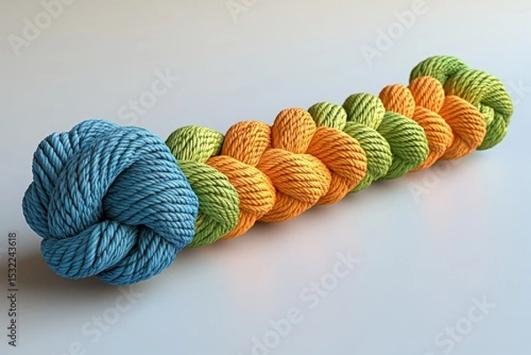 Fototapeta Colorful rope toy isolated on white background photo.