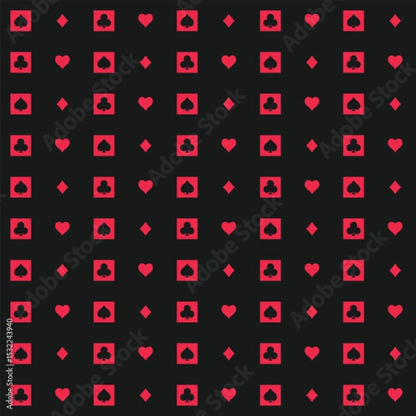 Obraz Pattern background with playing card suits. Hearts, Spades, Diamonds, Clubs. Vector.