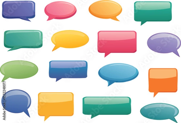 Obraz Colorful speech bubbles collection on white background