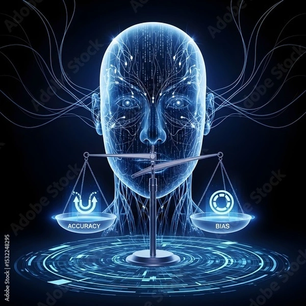 Fototapeta AI ethics: accuracy vs bias, artificial intelligence balance, machine learning integrity