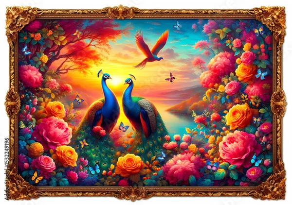 Fototapeta Picture of peacocks with the beauty of nature on background. peacock.(10)