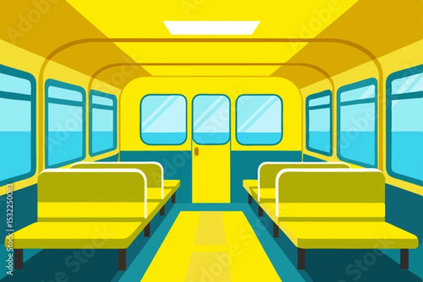 Obraz Journey's Beginning Inside View of a Yellow Public Transportation Vehicle