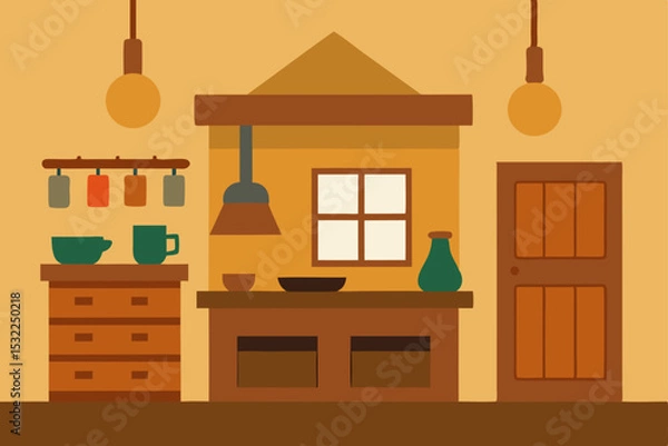 Obraz Cozy Kitchen Design Rustic Charm and Functional Space