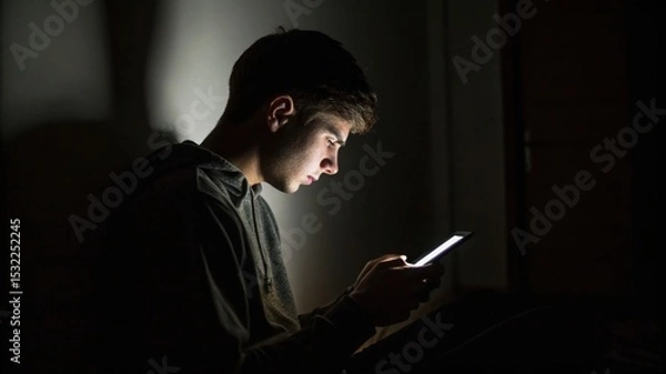 Fototapeta Confident male manager browsing internet on mobile phone, Cheerful executive using AI chatbot, businessman using smartphone, Manager interacting with AI chatbot, smart application in working space