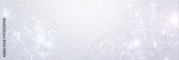 Obraz soft white background with subtle pattern of scientific icons