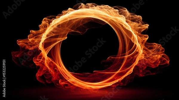 Obraz orange and red smoke streams forming circular spiral, representing energy in motion
