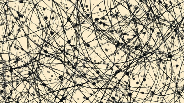 Obraz abstract tangled black lines over beige background
