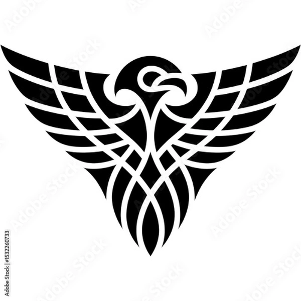 Fototapeta Dynamic tribal illustration of an eagle with wings spread