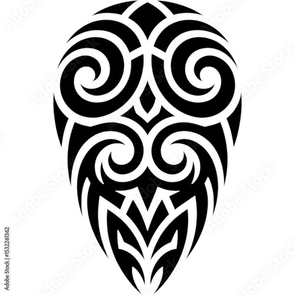 Fototapeta Intricate oval shaped tribal design with symmetrical swirls