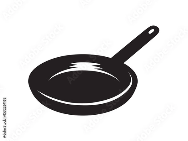 Fototapeta Vector isolated one single simple frying pan colorless black symbol icon logo infographics glyph on a white background simple minimal graphic element