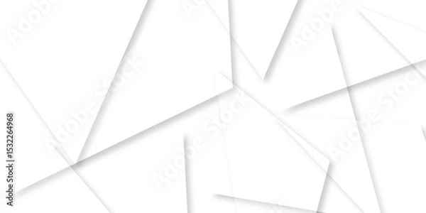 Fototapeta Abstract background with liens and triangles shape on white background. White and grey geometric overlapping rectangle pattern Geometric background soft shadows as patten ..White polygon textured .
