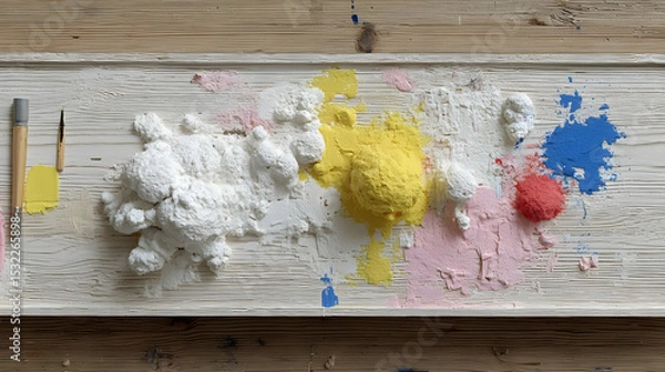 Obraz surface with AI-generated color leaks and synthetic pigment clusters