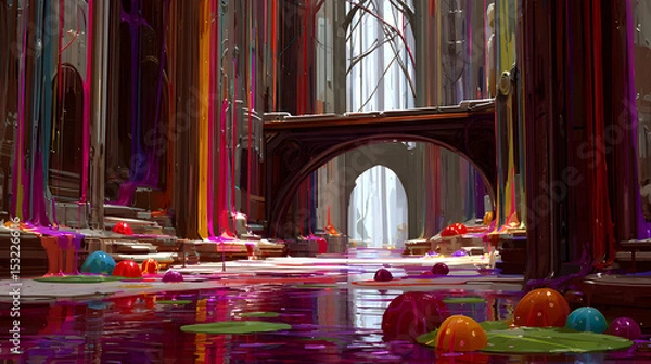 Obraz storm of glowing textures and synthetic digital paint smears