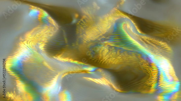 Obraz featuring smooth waves of bright color against rough glitch-inspired patterns