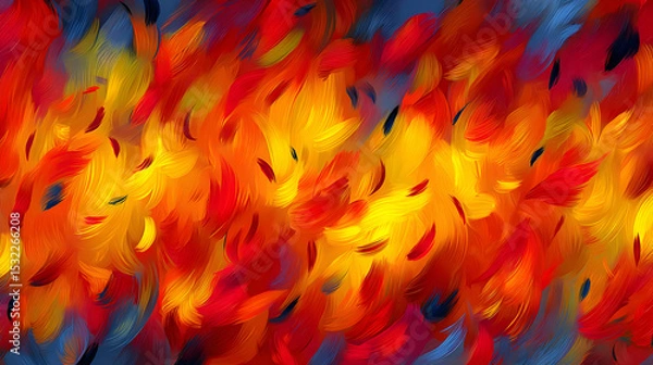 Obraz strokes of warm and cool colors colliding over chaotic background textures