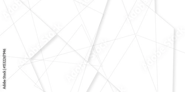 Fototapeta Abstract background with liens and triangles shape on white background. White and grey geometric overlapping rectangle pattern Geometric background soft shadows as patten ..White polygon textured .