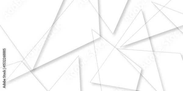 Fototapeta Abstract background with liens and triangles shape on white background. White and grey geometric overlapping rectangle pattern Geometric background soft shadows as patten ..White polygon textured .