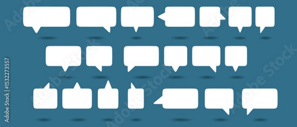 Fototapeta Set of speech bubbles Short Phrases. Cartoon Vector illustration. Isolated on transparent background. Hand draw style, dialog clouds.