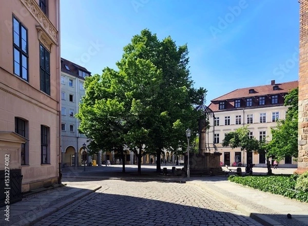 Fototapeta Photo of the picturesque Nikolaiviertel, Berlin’s oldest quarter (c. 1200), located near Alexanderplatz and Berlin Palace, it is part of Alt-Berlin’s historic heart.