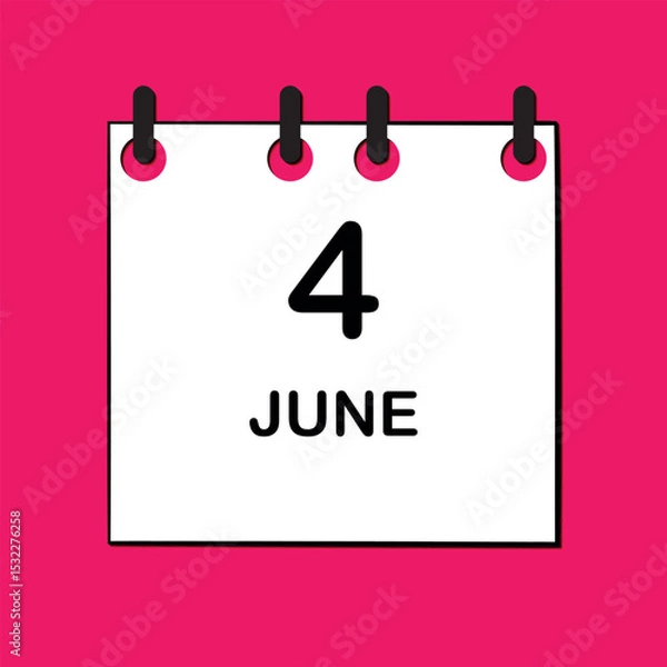 Fototapeta June 4. Daily Calendar icon for design. Simple design for business brochure, flyer, print media, advertisement. Easily editable.