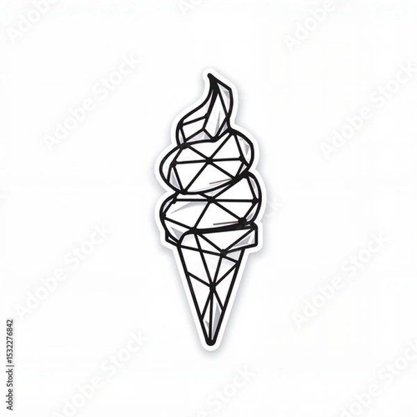 Fototapeta Geometric ice cream cone illustration with abstract design  