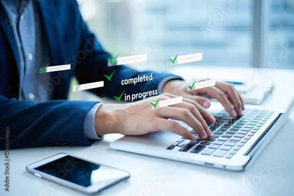 Fototapeta Efficient Project Management Achieving Goals Through Effective Task Completion and Progress Tracking