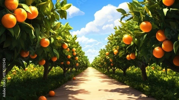 Fototapeta Oranges on the tree