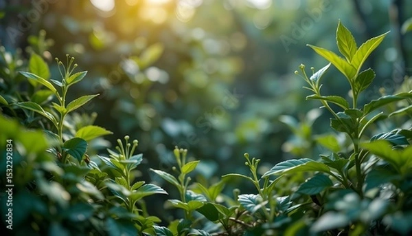 Fototapeta Plants Background with Biochemistry Structure Green Nature and Molecular Pattern Design