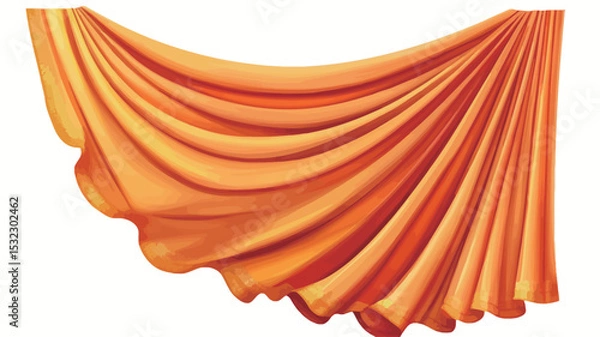 Fototapeta The image showcases a digitally rendered close-up of draped orange fabric.  The fabric exhibits a smooth, possibly satin or silk-like, texture with soft, flowing folds and wrinkles creating a