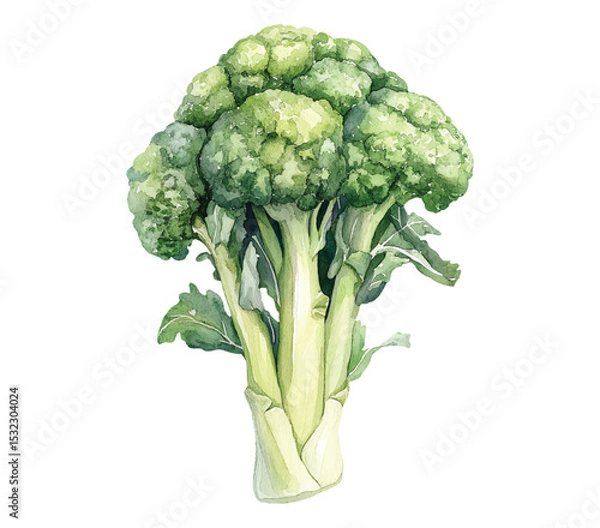 Fototapeta cauliflower cabbage broccoli Watercolor painted collection of vegetables. Fresh colorful veggies vector illustration