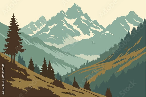 Obraz Alpine Silhouette Set