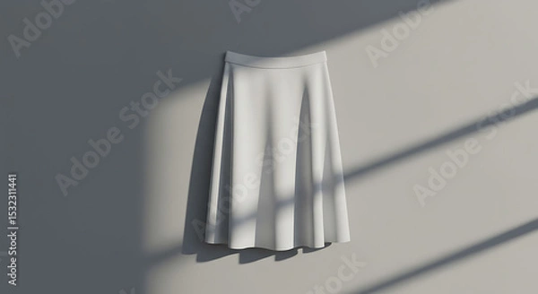 Obraz Minimalist White Skirt with Dramatic Shadows on a Gray Background