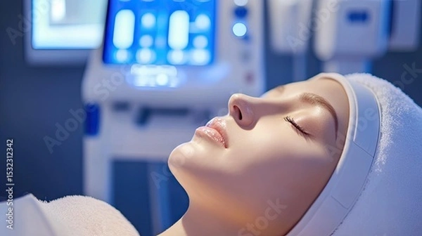 Obraz Machine in aesthetic room designed to restore hydration and elasticity to neck and face