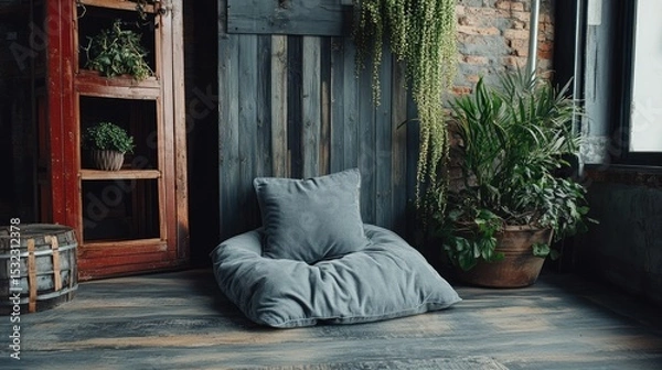 Obraz Minimalist home interior with Hopo pillow acting as both dcor and functionality