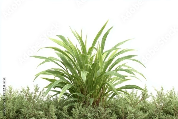 Obraz Green Plants Border Isolated on White Background
