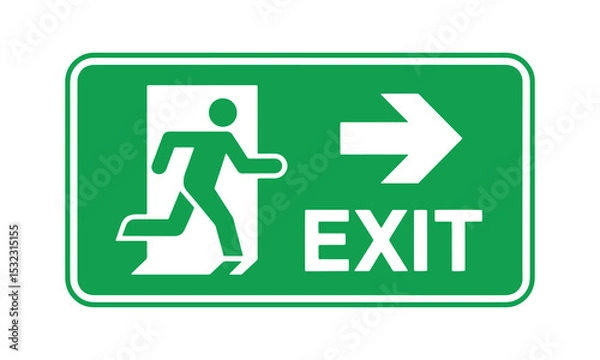 Fototapeta Emergency Exit Sign with Running Man and Arrow 