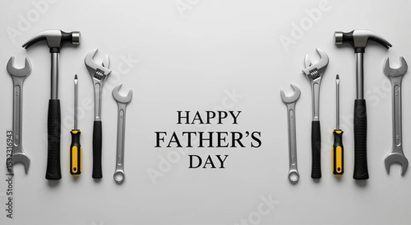 Fototapeta Tools and wrenches arranged for Father's Day celebration