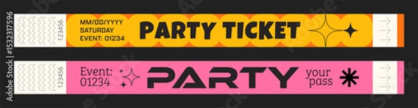 Fototapeta Wristbands for access control. Vector template for events, parties, fan zones, staff, VIP areas, and more.