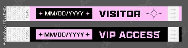 Fototapeta Wristbands for access control. Vector template for events, parties, fan zones, staff, VIP areas, and more.