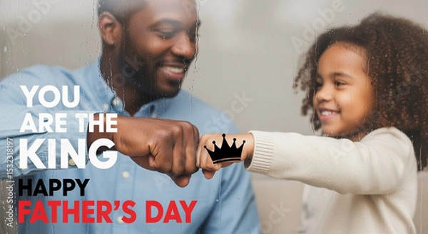 Fototapeta Father and child celebrating Father's Day with fist bump showing love and connection
