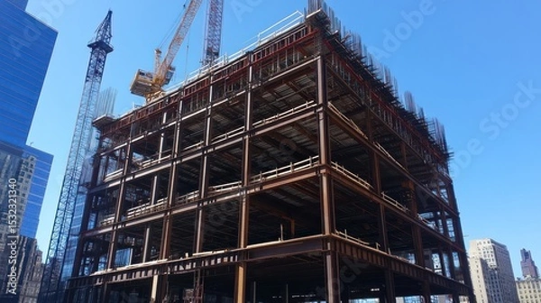 Fototapeta Steel Structure of a Building Under Construction
