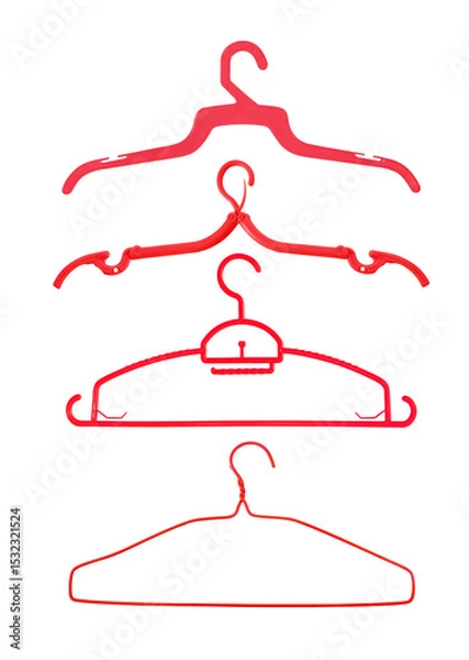 Fototapeta red plastic clothes hanger isolated on white with clipping path included.