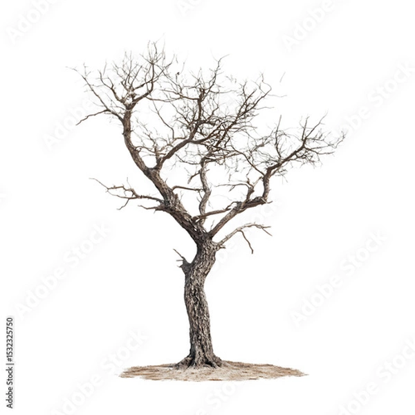 Obraz Bare Winter Tree Isolated Branching Structure on White Background