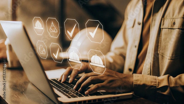 Fototapeta Security and Streamlined, Enhancing Professional Efficiency, Digital Collaboration and Security in the Workplace