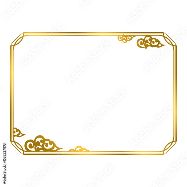 Obraz gold rectangle decorative border frame with cloud element .eps