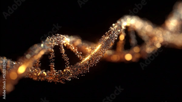 Fototapeta Microscopic View: DNA Double Helix Structure Illuminated