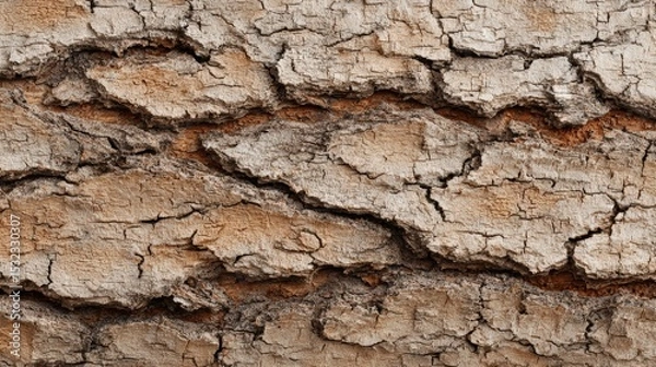 Obraz Close-Up View of Dried Tree Bark with Intricate Weathered Patterns