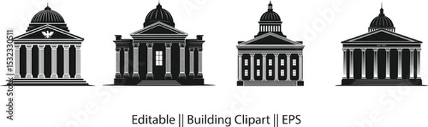 Obraz Institutional Architecture Silhouette – Symmetrical Structure with Formal Design